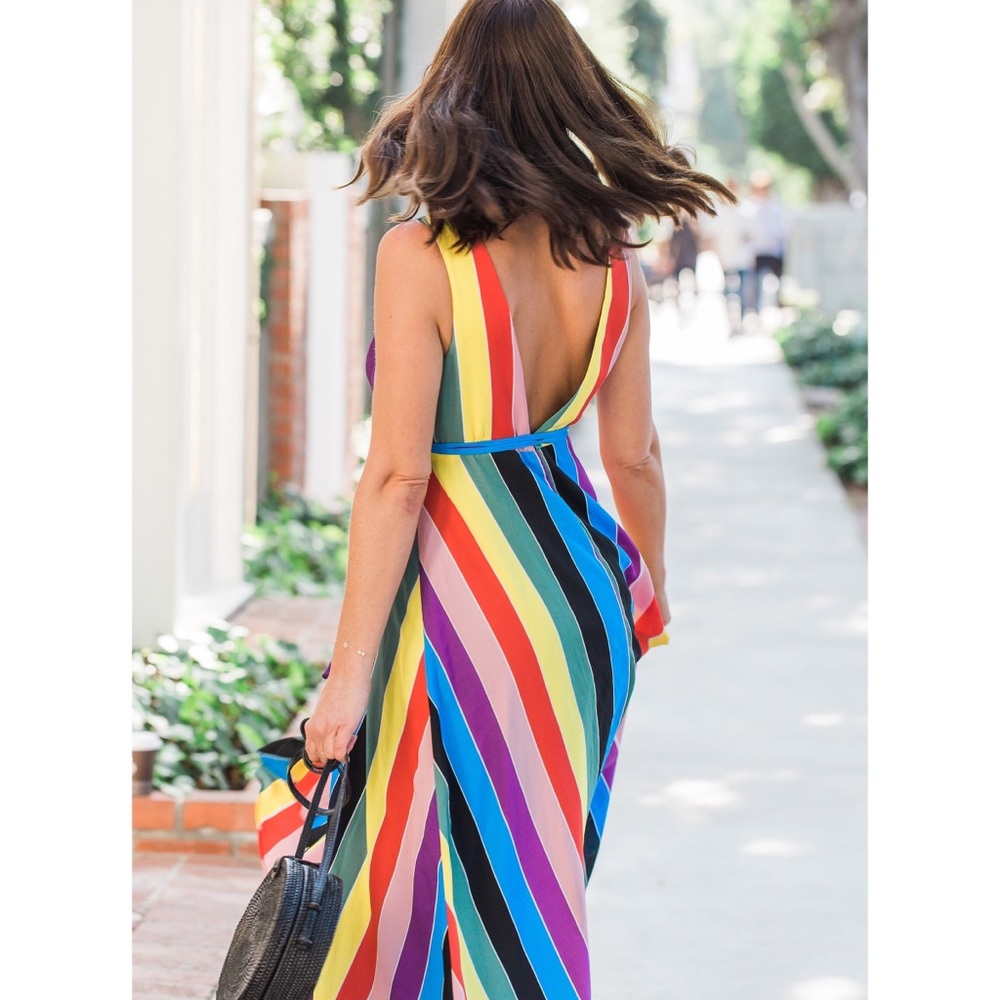 AQUA Rainbow Striped Maxi Wrap Dress size XS - Picture 2 of 10
